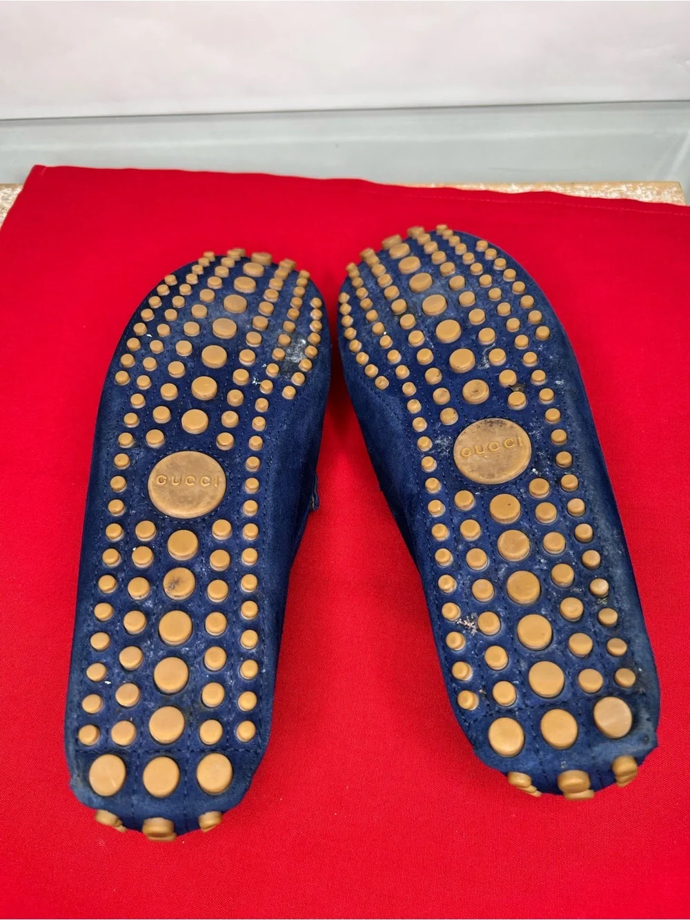 Gucci Blue Suede Loafers Drivers 11 Navy